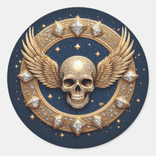 💀Totenkopf-Emblem für gotische Dekoration Runder Aufkleber