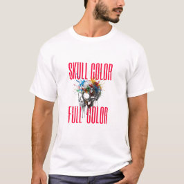 Totenkopf-Farb-Vollfarbgrafik-T-Shirt T-Shirt