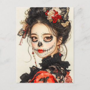 Totenkopf Frau Postkarte