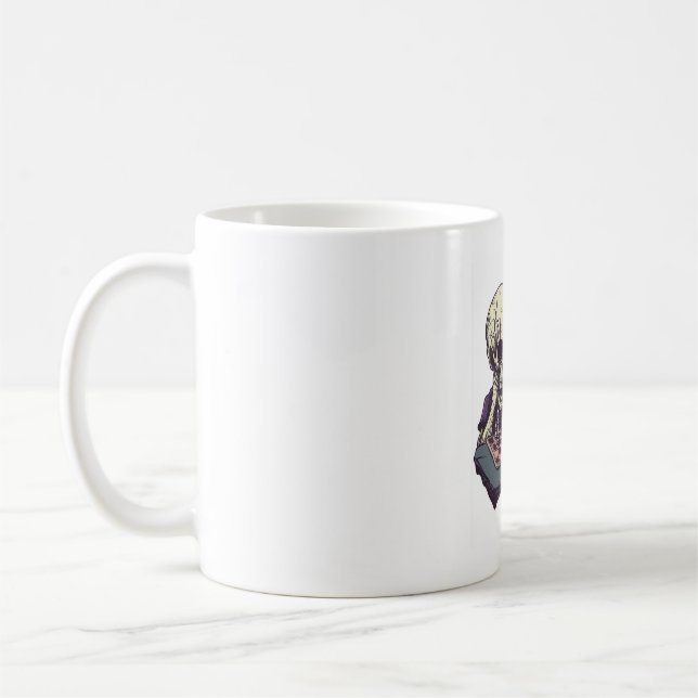 Totenkopf gegen Katze � Lustiger Schachkampf Kaffeetasse (Links)