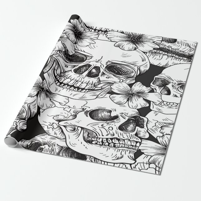 Totenkopf Geschenkpapier (Ungerollt)