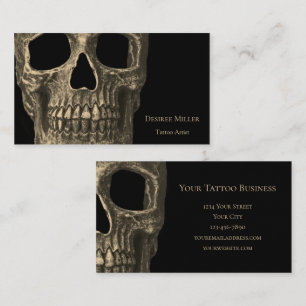 Totenkopf Gothic Makaber Beige Schwarz Tattoo Küns Visitenkarte