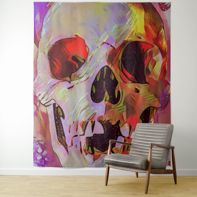 Totenkopf Grafik Wandteppich (Beispiel)