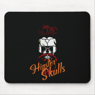 Totenkopf Hipster Schädel Logo Bärtiger Bart Schnu Mousepad