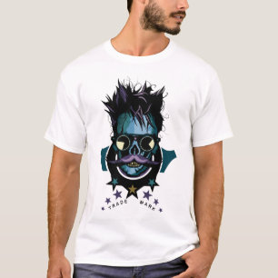 Totenkopf Hipster Skull Crane Schnurrbart T-Shirt