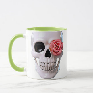 Totenkopf-Illustration Glänzend Rosa Tasse