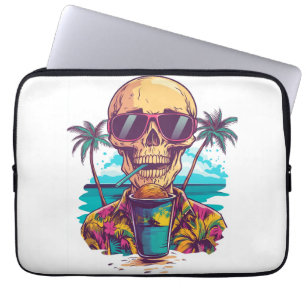 Totenkopf im Urlaub � Entspannter lustiger Strand- Laptopschutzhülle