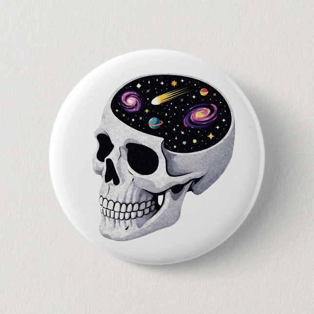 Totenkopf im Weltraum Button (Vorderseite)