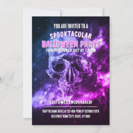 Totenkopf im Weltraum. Halloween-Party Einladung