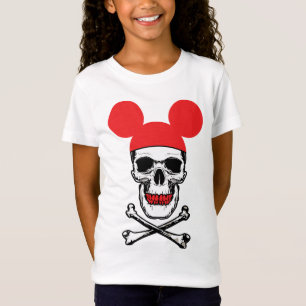 Totenkopf in Cartoon-Mäusohrmütze mit X-Knochen T-Shirt