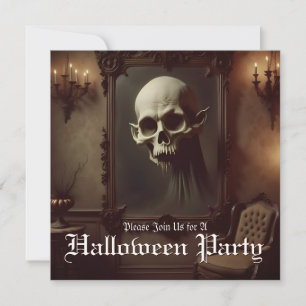 Totenkopf in einem geisterhaften Gemälde Halloween
