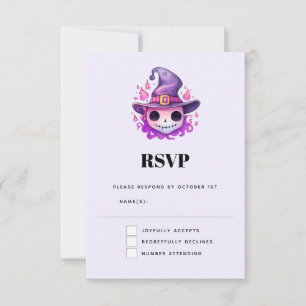 Totenkopf in einem Hexenhut skurril Halloween RSVP Karte