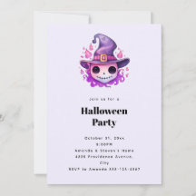 Totenkopf in einem Hexenhut skurrile Halloween-Par