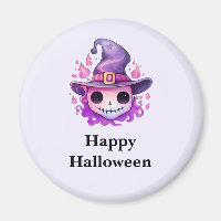 Totenkopf in einem Hexenhut Süß Halloween