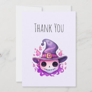 Totenkopf in einem Hexenhut Whimsical Dankeskarte