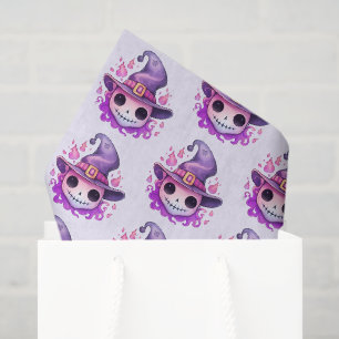 Totenkopf in einem Hexenhut - Whimsical-Muster Seidenpapier