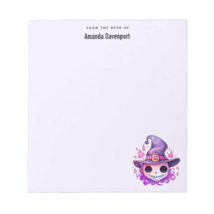 Totenkopf in einem Hexenhut Whimsical Notizblock