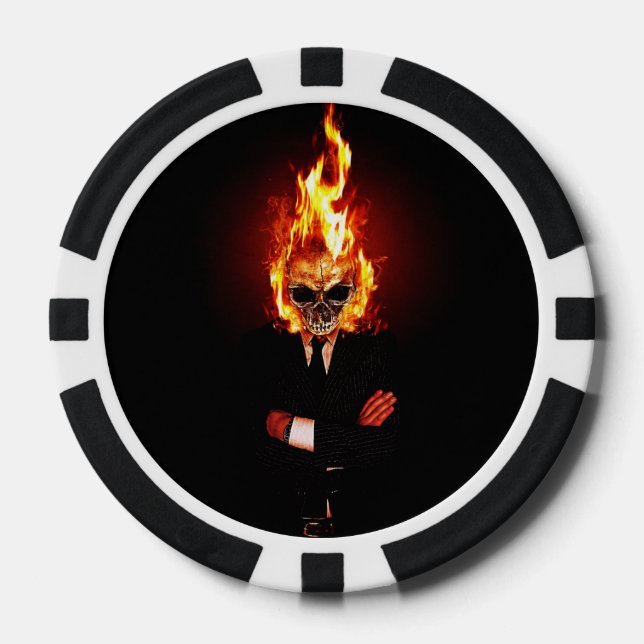 Totenkopf in Flammen Pokerchips (Vorderseite)