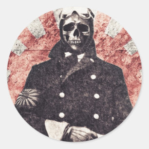 Totenkopf-Kamikaze Runder Aufkleber