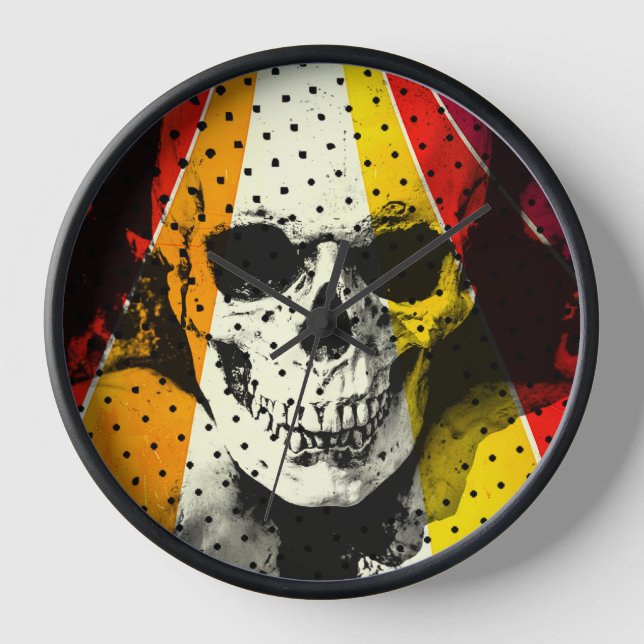 Totenkopf Karneval Wanduhr (Vorderseite)