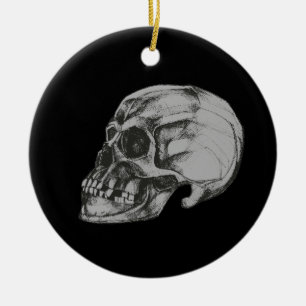 Totenkopf & Knochen Halloween Keramik Ornament