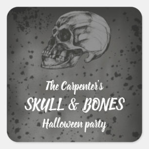 Totenkopf & Knochen Halloween Quadratischer Aufkleber