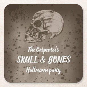 Totenkopf & Knochen Halloween Rechteckiger Pappuntersetzer