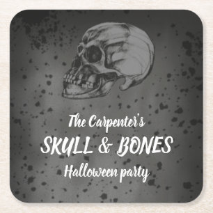 Totenkopf & Knochen Halloween Rechteckiger Pappuntersetzer