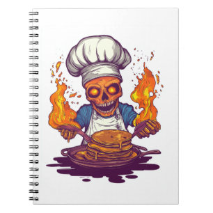 Totenkopf-Koch-Wahnsinn � Lustiges kochendes Skele Notizblock