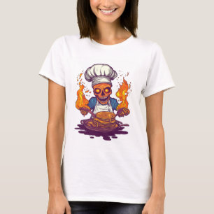 Totenkopf-Koch-Wahnsinn � Lustiges kochendes Skele T-Shirt