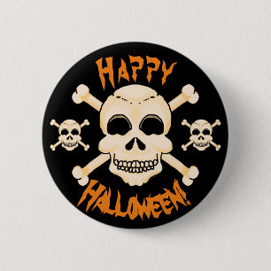 Totenkopf & Kreuz Halloween-Button Button