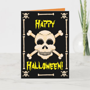Totenkopf & Kreuzknochen Halloween-Grußkarte Karte