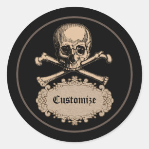 Totenkopf & Kreuzknochen Runder Aufkleber