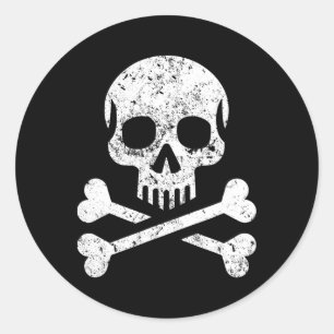 Totenkopf Kreuzknochen Skelett Jolly Roger Flagge Runder Aufkleber