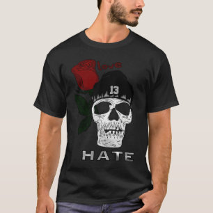 Totenkopf Liebe Hass Rose T-Shirt