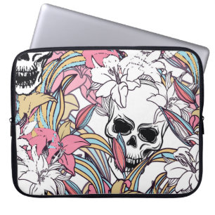 Totenkopf-Lilien-Blumen: Boho Vintage. Laptopschutzhülle