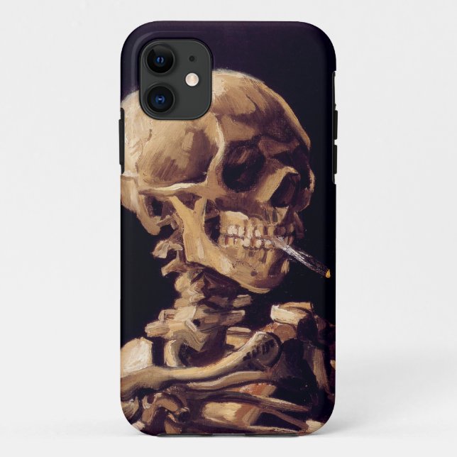 Totenkopf mit brennender Zigarette Case-Mate iPhone Hülle (Rückseite)