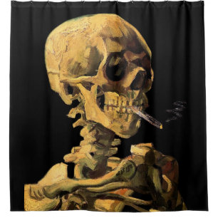 Totenkopf mit brennender Zigarette Duschvorhang