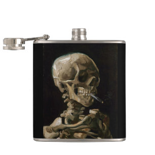 Totenkopf mit brennender Zigarette Vincent van Gog Flachmann