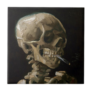 Totenkopf mit brennender Zigarette Vincent van Gog Fliese