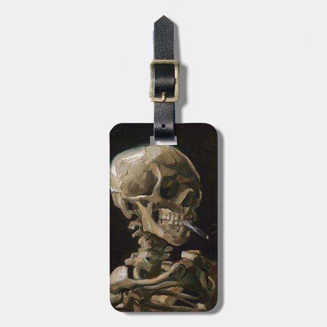 Totenkopf mit brennender Zigarette Vincent van Gog Gepäckanhänger (Vorderseite vertikal)