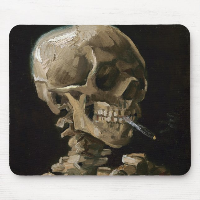 Totenkopf mit brennender Zigarette Vincent van Gog Mousepad (Vorne)