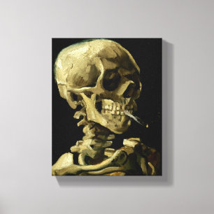 Totenkopf mit brennender Zigarette von Van Gogh Leinwanddruck