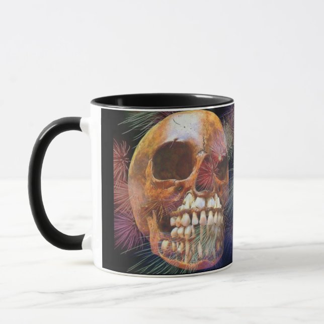 Totenkopf mit Feuerwerk Tasse (Links)