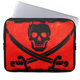 Totenkopf mit gekreuzten Schwertern Gruselige Kuns Laptopschutzhülle