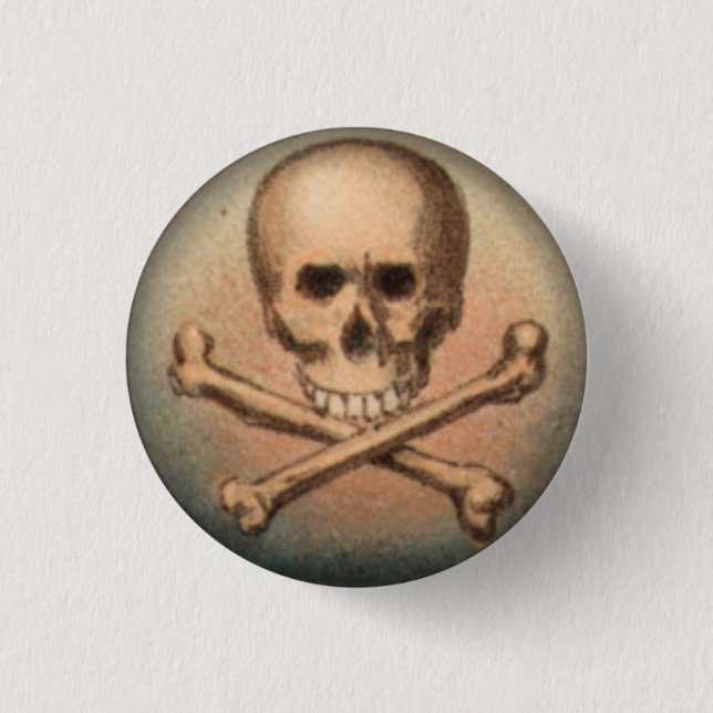 Totenkopf mit gekreuzter Knochen 1 Zoll-runder Button (Vorderseite)