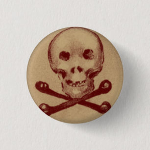 Totenkopf mit gekreuzter Knochen 1 Zoll-runder Button