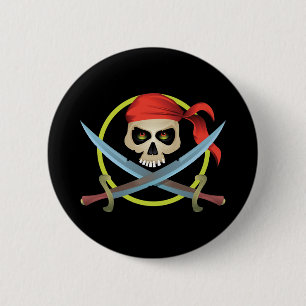 Totenkopf mit gekreuzter Knochen 3D Button
