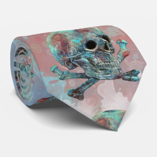 Totenkopf mit gekreuzter Knochen-Aquarell Krawatte