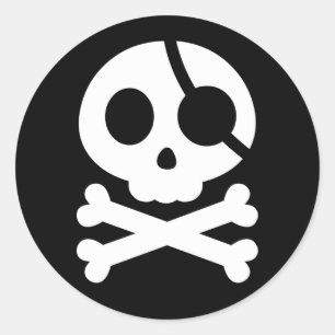 Totenkopf mit gekreuzter Knochen-Aufkleber Runder Aufkleber